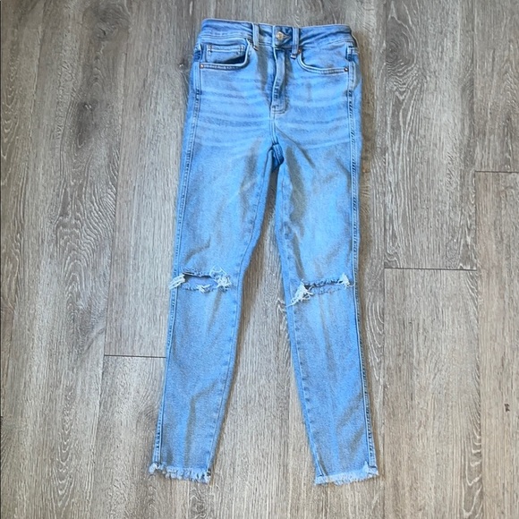 Free people FP size 27 stretch Light Blue Distressed Women's Jeans skinny - Picture 1 of 9